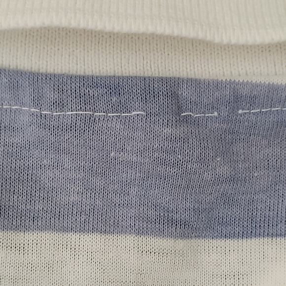 Vintage 80s MOD Stripes Polo Shirt Womens S/M 18x24 Blue White USA - Picture 11 of 13